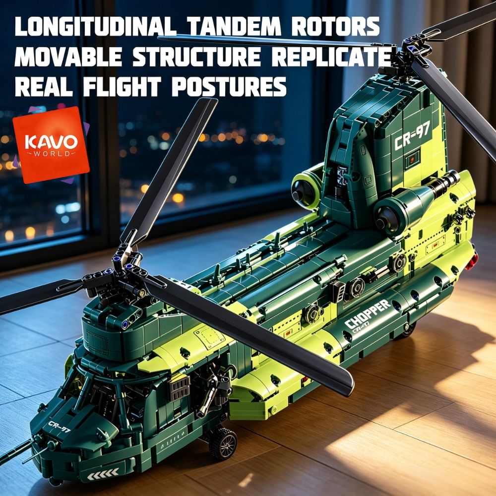 Model Kit Levels - KAVOWORLD 1826 peças, Helicóptero de Transporte